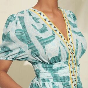 Ador Puff Sleeve V-Neck Maxi Dress